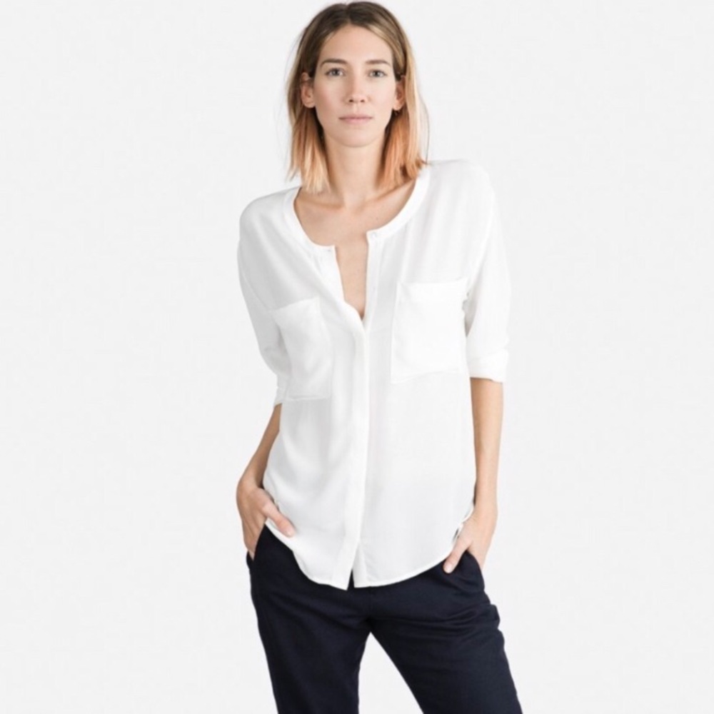 Everlane Long-Sleeved Silk Shirt with Pockets, New